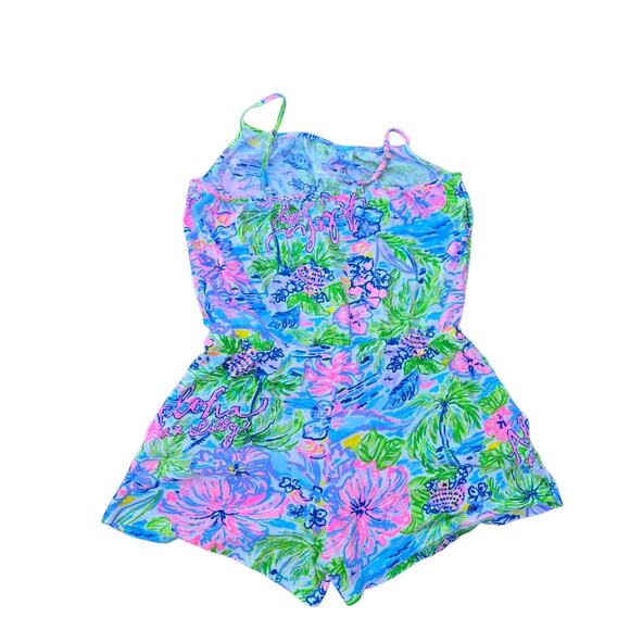 LILLY PULITZER Girls Aloha Romper Colorful Print Cotton XL 12-14 - Picture 2 of 7